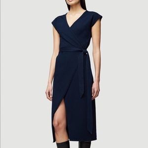 Frame Denim Silt Wrap Dress In Navy